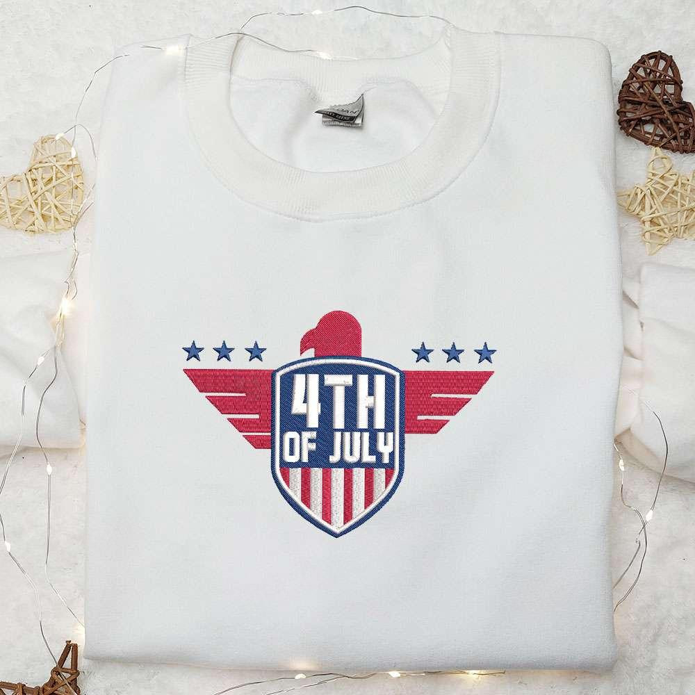4th of July Eagle Flag Embroidered Shirt National Day Gifts