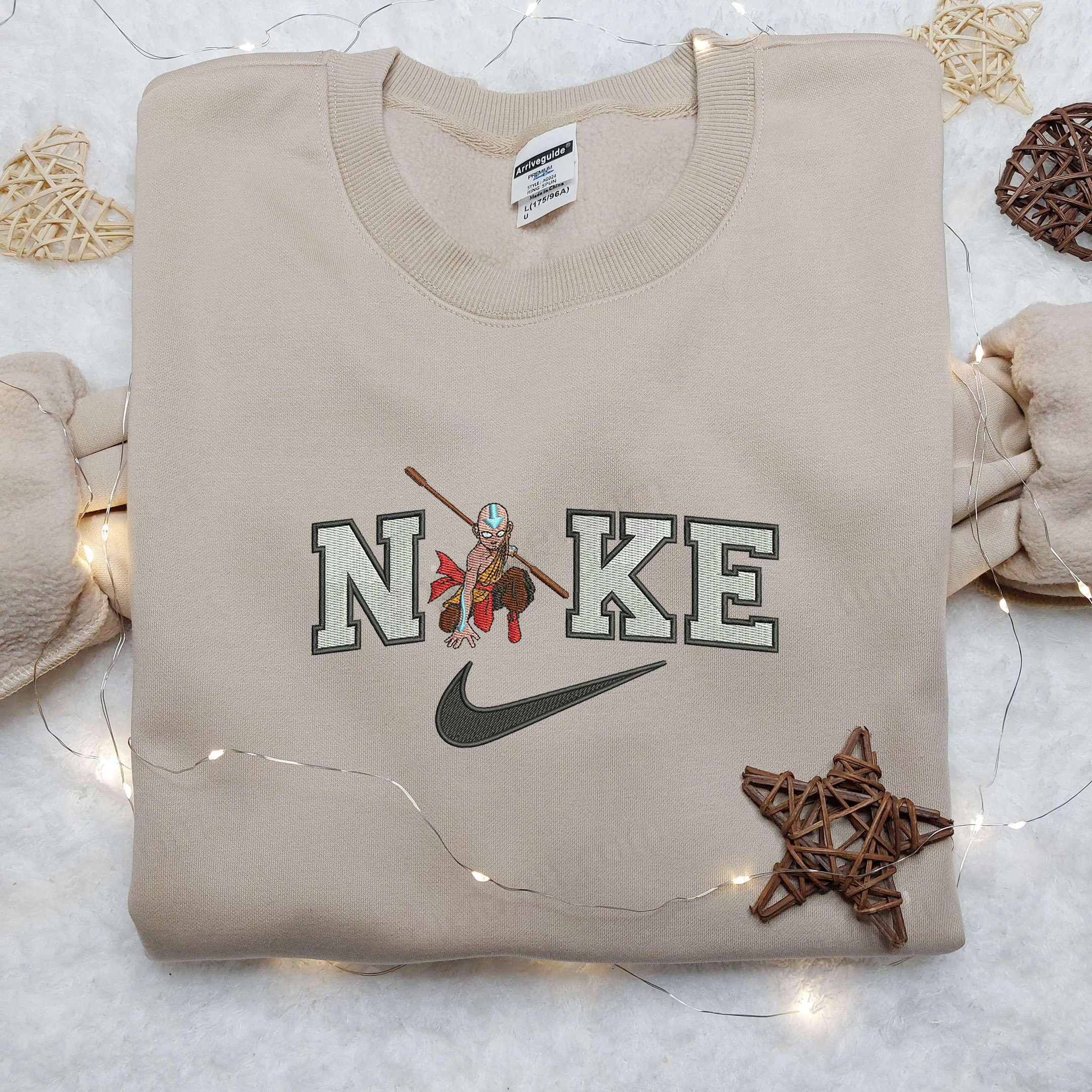Aang Nike Embroidered Shirt Avatar Embroidered Shirt Cartoon Embroidered Shirt