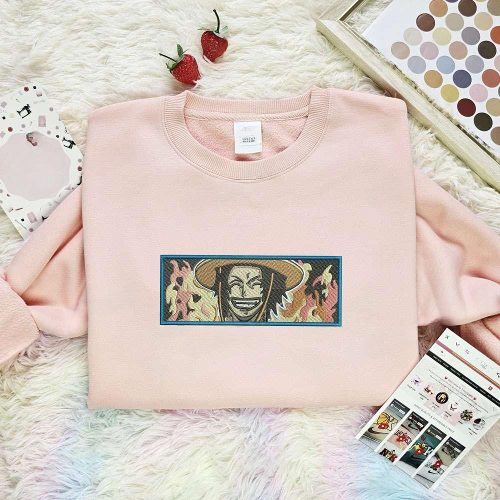 Ace Laughing One Piece Anime Embroidered Shirt , Anime Embroidered T-shirt Sweatshirt Hoodie, Inspired Anime Movie, Best Gift for Anime Fans