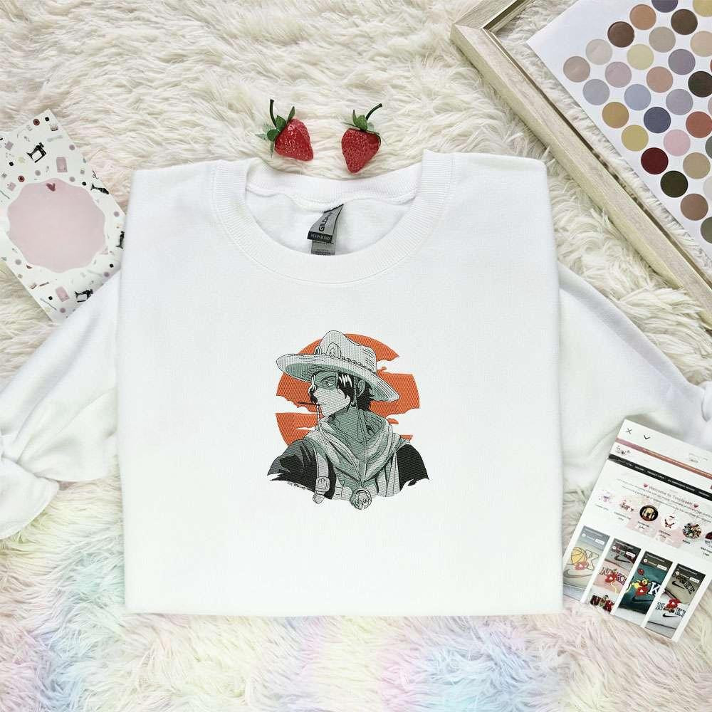 Ace Modern Look One Piece Anime Embroidered Shirt , Anime Embroidered T-shirt Sweatshirt Hoodie, Inspired Anime Movie, Best Gift for Anime Fans
