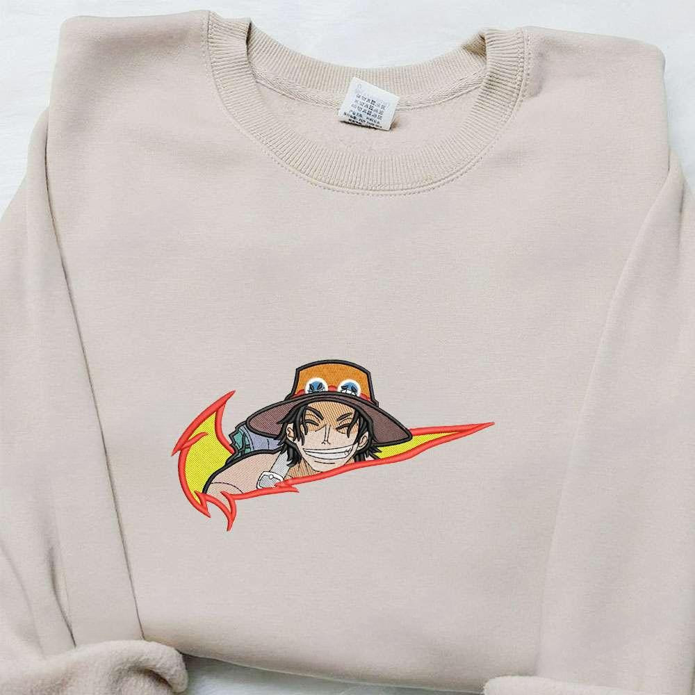 Ace One Piece Anime Embroidered Shirt 1 , Anime Embroidered T-shirt Sweatshirt Hoodie, Inspired Anime Movie, Best Gift for Anime Fans