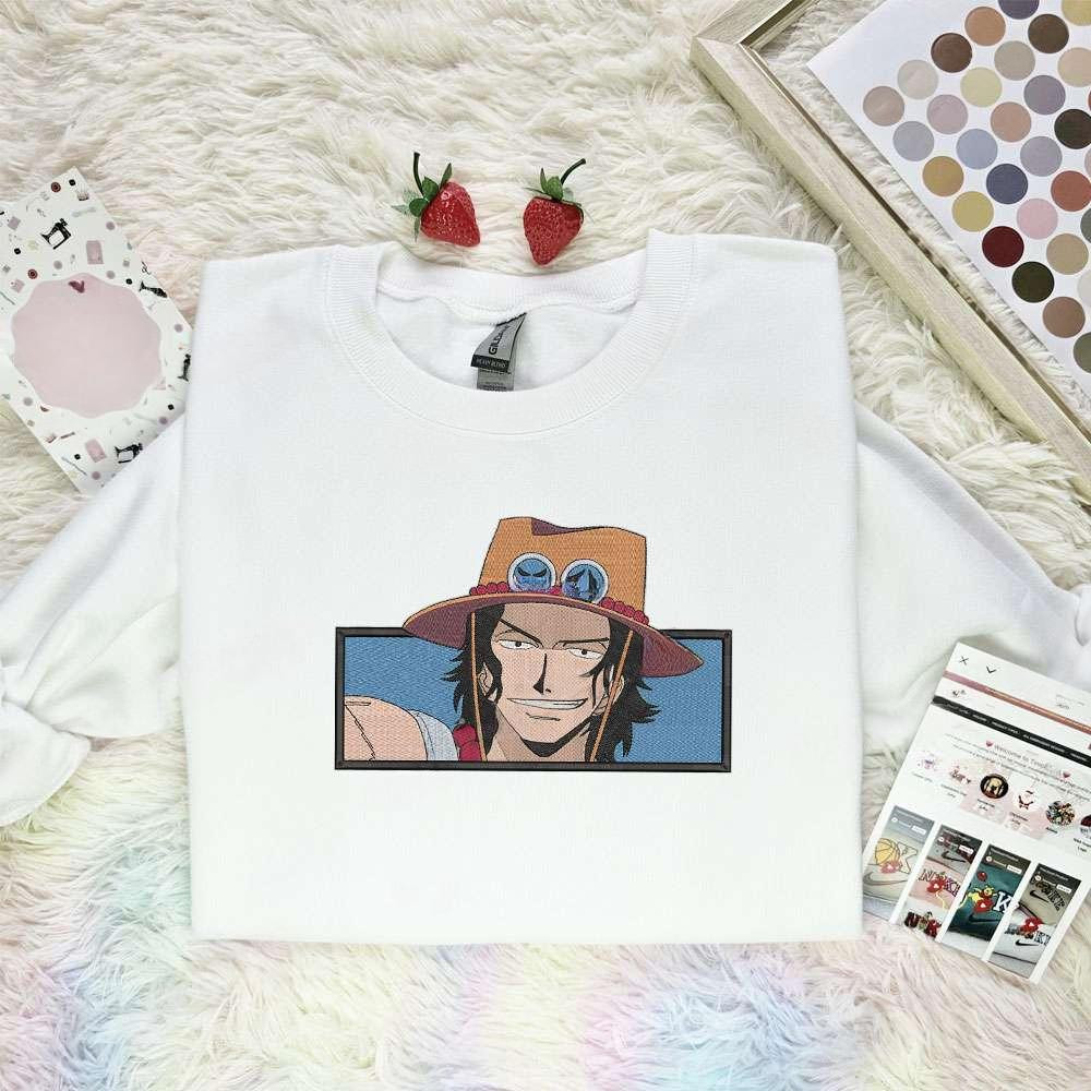 Ace One Piece Anime Embroidered Shirt , Anime Embroidered T-shirt Sweatshirt Hoodie, Inspired Anime Movie, Best Gift for Anime Fans