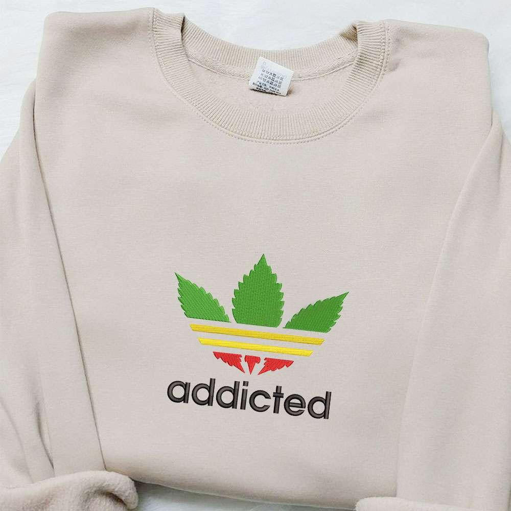 Addicted x Adidas Embroidered Shirt Brand Logo Embroidered Hoodie Best Gift Ideas For Family