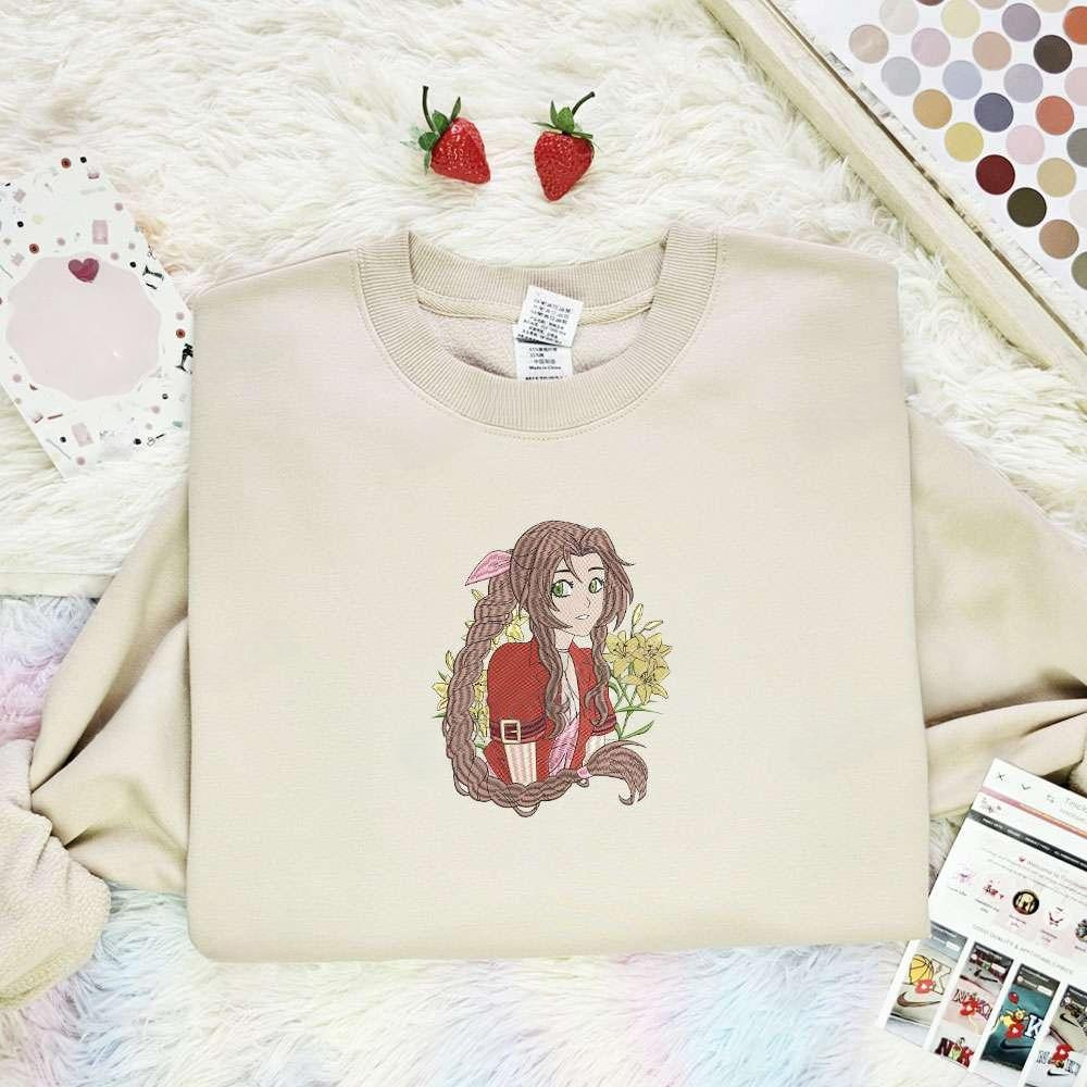 Aerith Gainsborough Final Fantasy Video Game Characters Embroidered Shirt