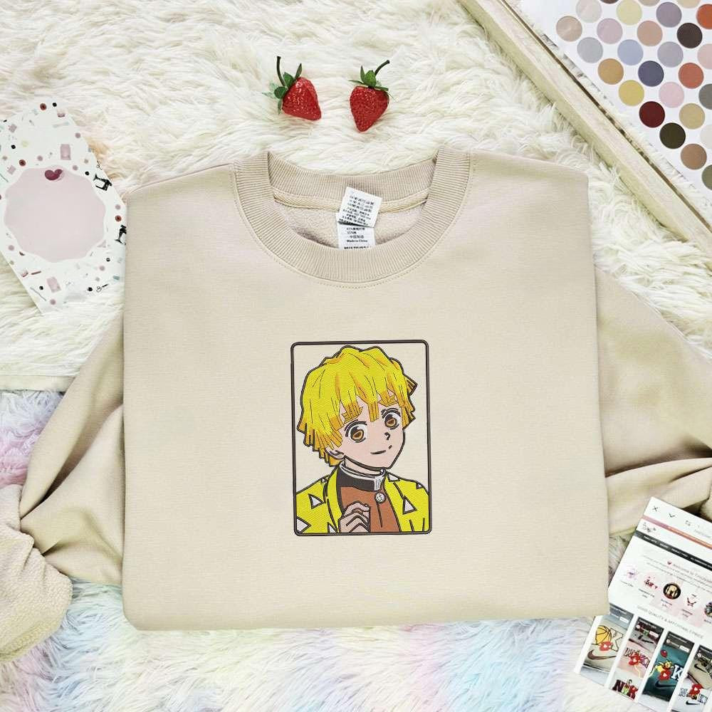 Agatsuma Zenitsu Kimetsu No Yaiba Anime Embroidered Shirt , Anime Embroidered T-shirt Sweatshirt Hoodie, Inspired Anime Movie, Best Gift for Anime Fans