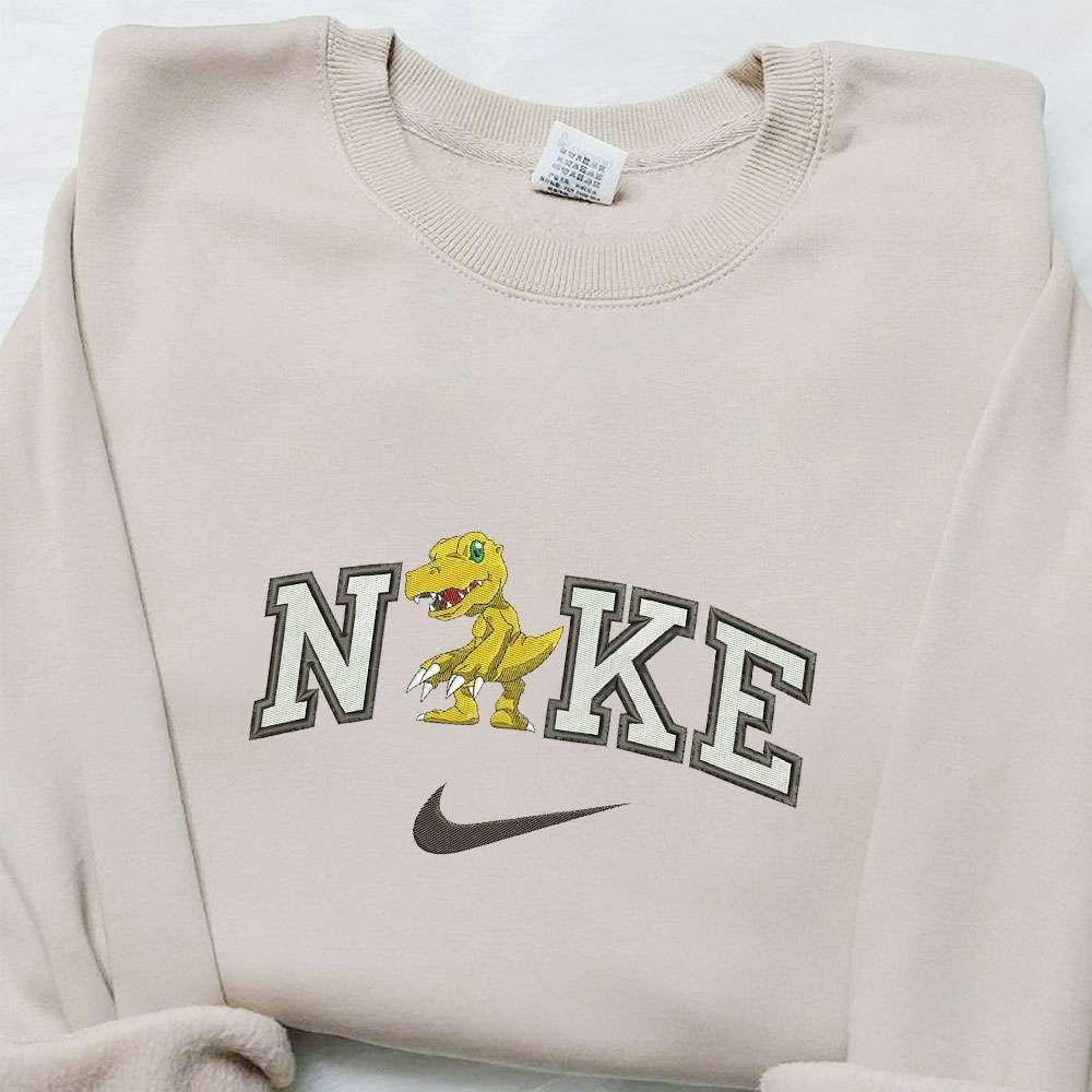 Agumon x Nike Anime Embroidered Shirt Digimon Embroidered Shirt Inspired Nike Embroidered Shirt