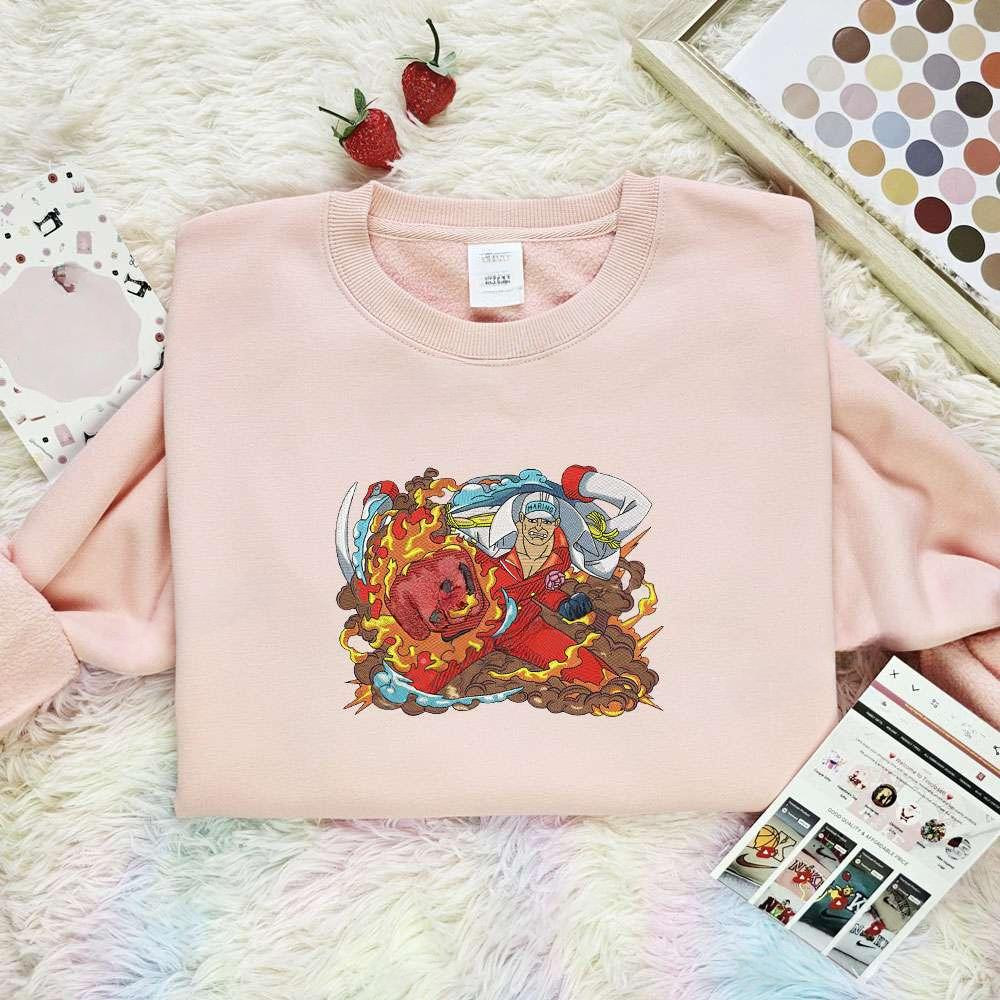 Akainu Sakazuki One Piece Anime Embroidered Shirt , Anime Embroidered T-shirt Sweatshirt Hoodie, Inspired Anime Movie, Best Gift for Anime Fans