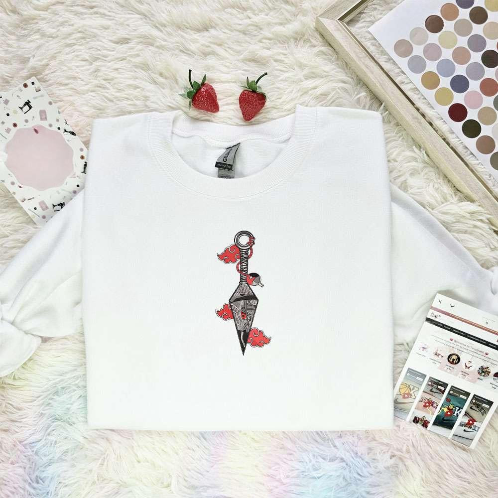 Akatsuki Kunai Knife Naruto Anime , Anime Embroidered T-shirt Sweatshirt Hoodie, Inspired Anime Movie, Best Gift for Anime Fans