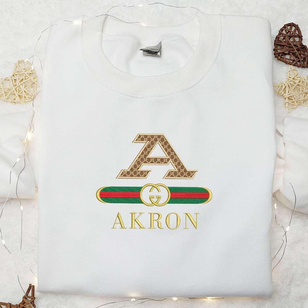 Akron Zips x Gucci Embroidered Shirt NCAA Sports Embroidered Hoodie Best Gift Idea