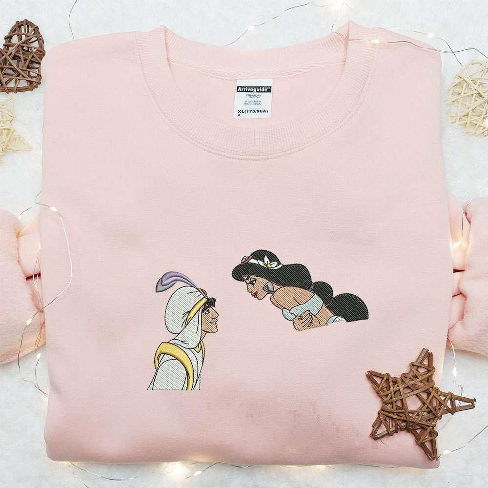 Aladdin And Jasmine Embroidered Hoodie Disney Characters Embroidered Hoodie Best Valentines Day Gift Ideas