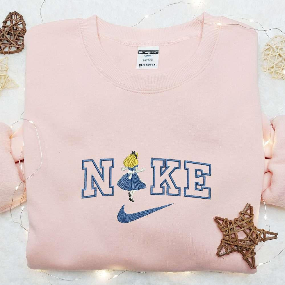Alice In Wonderland x Nike Embroidered Shirt Disney Characters Embroidered Hoodie Best Gift For Girls