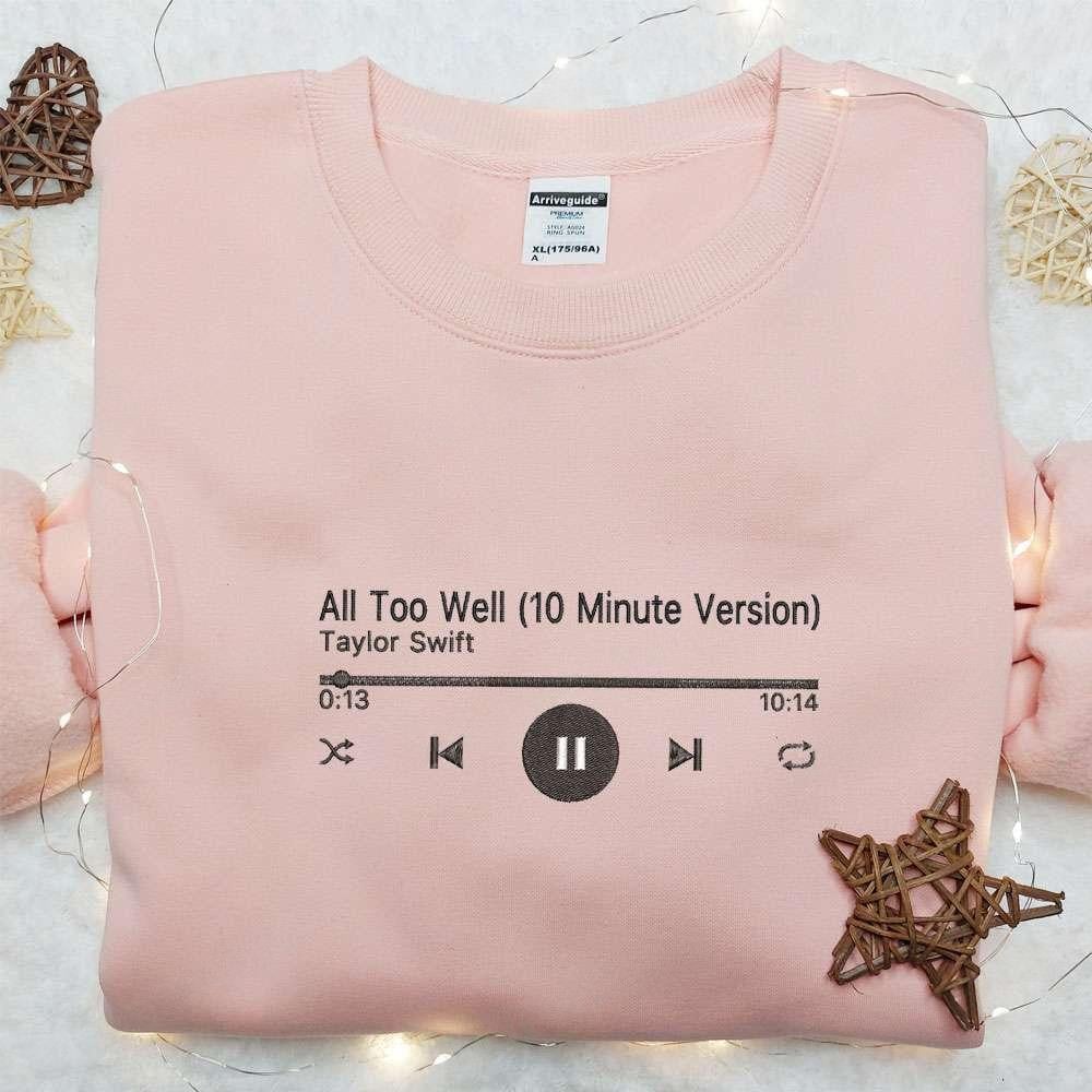 All Too Well Music Player Eras Tour Taylor Swift Embroidered Shirt Celebrity Embroidered Hoodie Best Music Gift For Fans