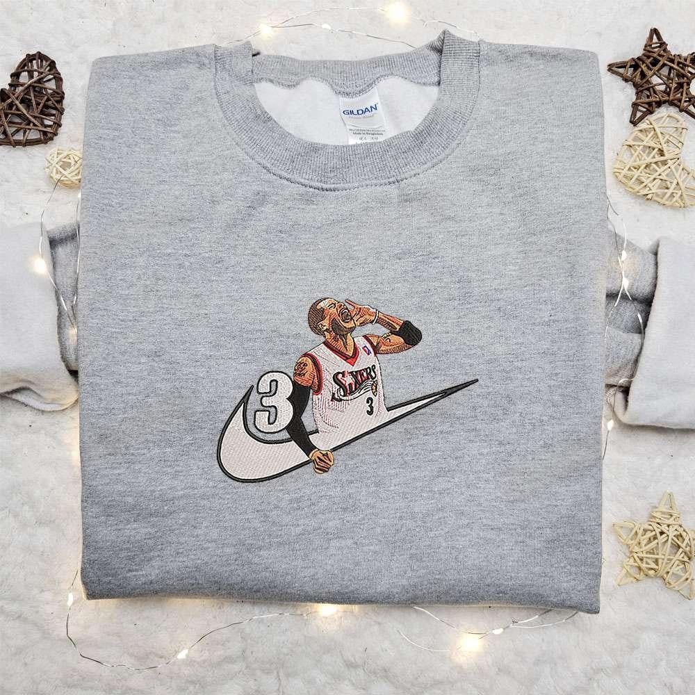 Allen Iverson x Nike Embroidered Shirt NBA Sports Embroidered Shirt Celebrity Embroidered Hoodie