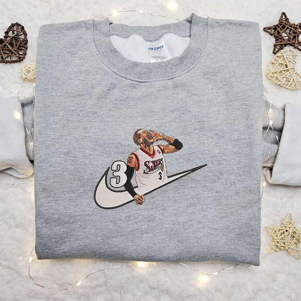 Allen Iverson x Nike Embroidered Shirt NBA Sports Embroidered Shirt Celebrity Embroidered Hoodie
