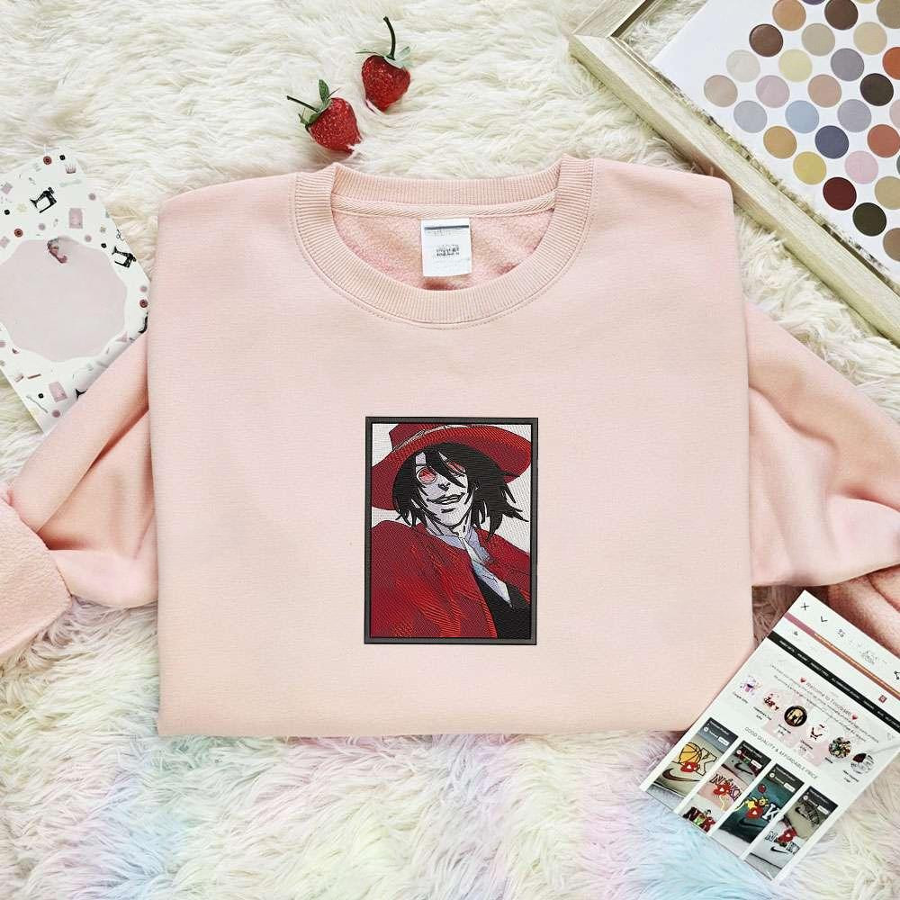 Alucard Hellsing Anime Embroidered Shirt , Anime Embroidered T-shirt Sweatshirt Hoodie, Inspired Anime Movie, Best Gift for Anime Fans