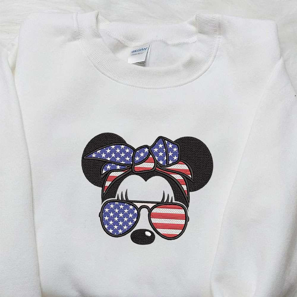 America Minnie Mouse Embroidered Shirt Disney Embroidered Shirt Best Patriotic Shirts 1