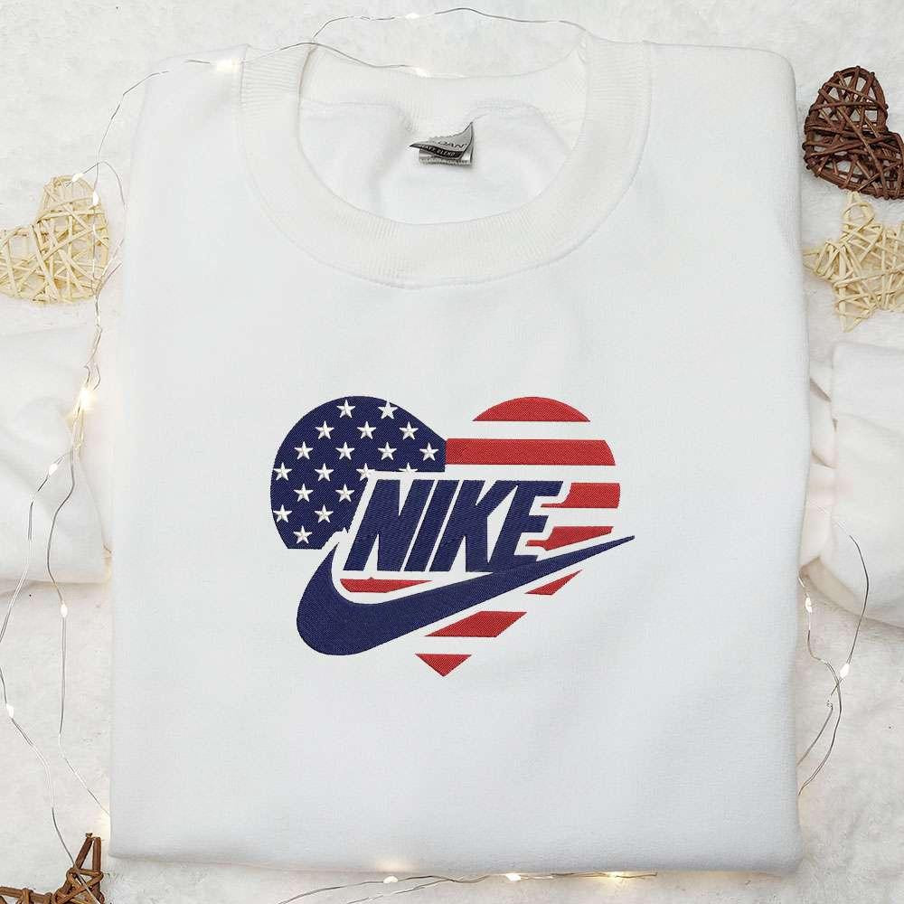 American Flag Heart The 4th Of July Embroidered Shirt National Day Gifts