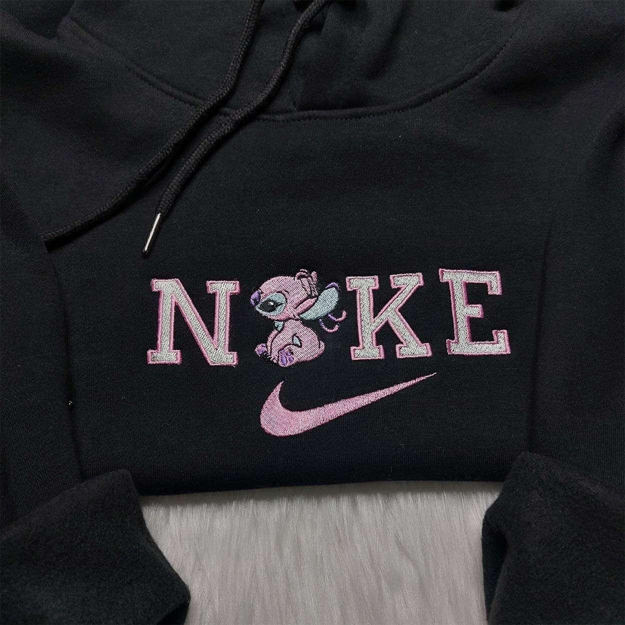 Angel Nike Embroidered Sweatshirt Lilo Stitch Disney Embroidered Shirt Custom Nike Embroidered
