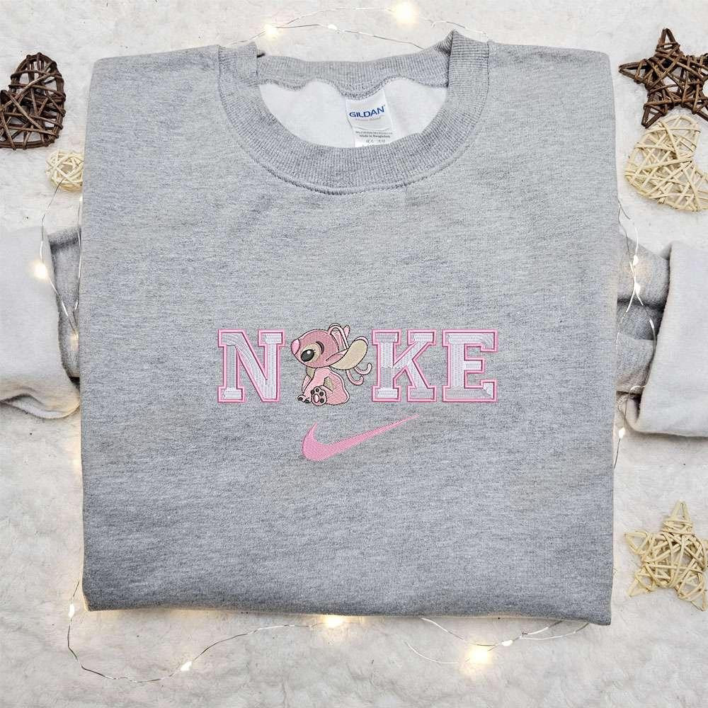 Angel x Nike Cartoon Embroidered Shirt Lilo and Stitch Embroidered Shirt Nike Inspired Embroidered Shirt