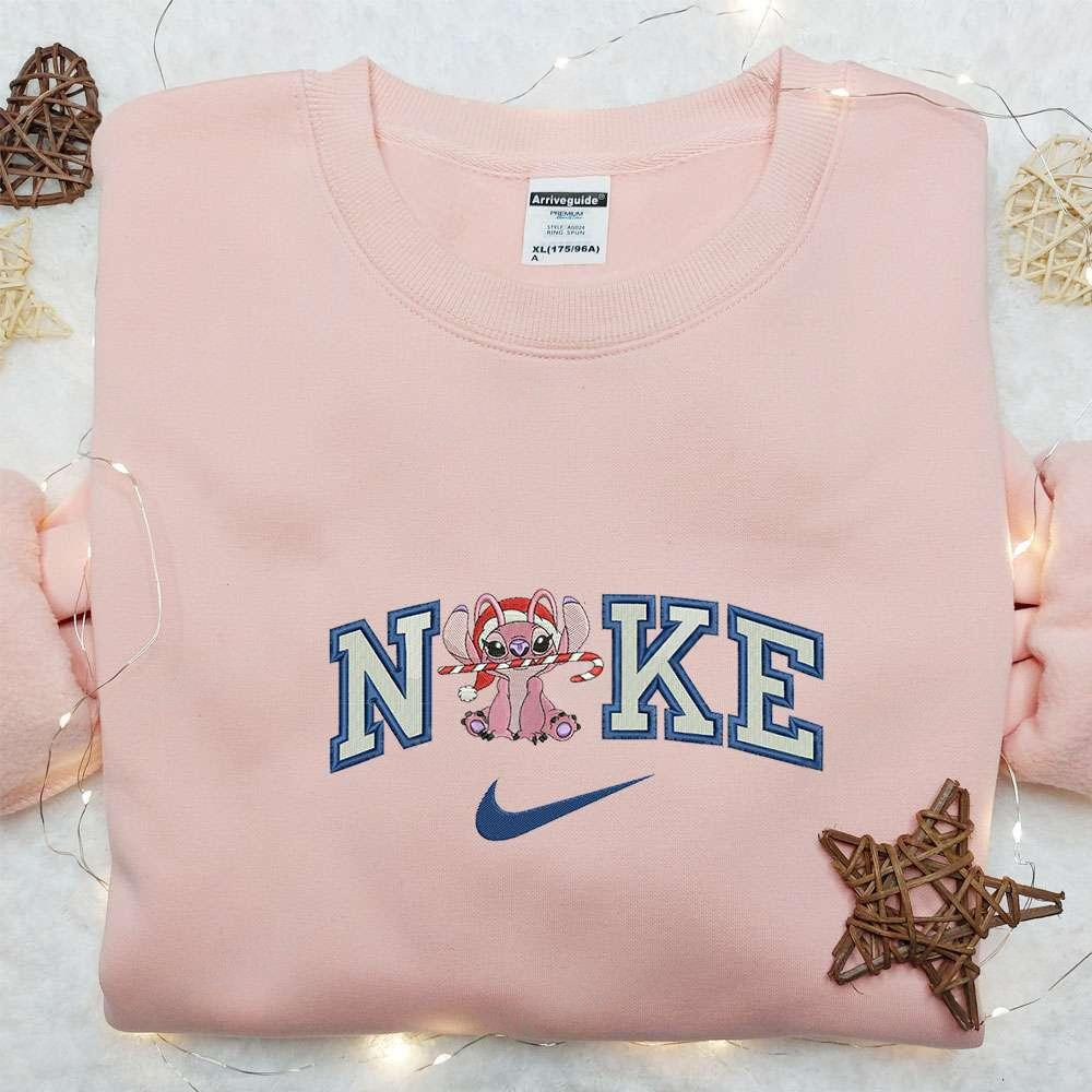 Angel Xmas x Nike Embroidered Shirt Disney Lio And Stitch Embroidered Hoodie Christmas Embroidered Sweatshirt