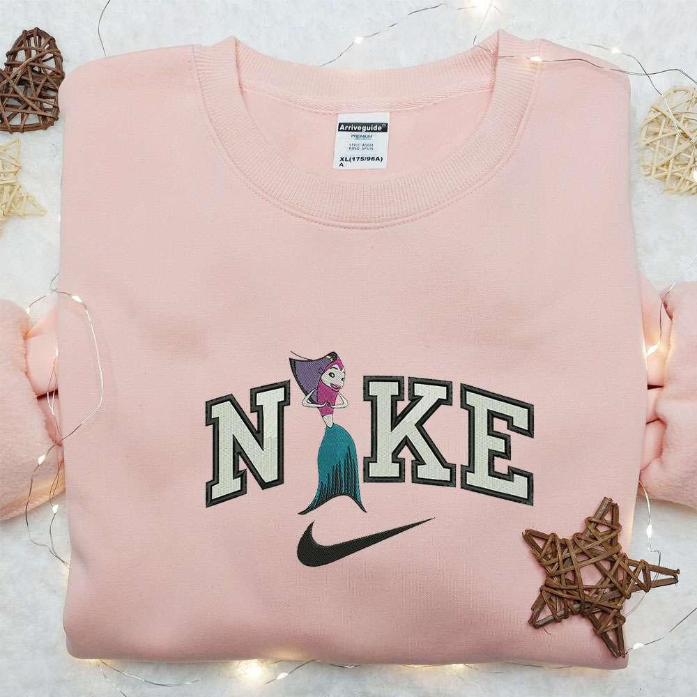 Angie x Nike Cartoon Embroidered Hoodie Shark Tale Embroidered Shirt Nike Inspired Embroidered Shirt