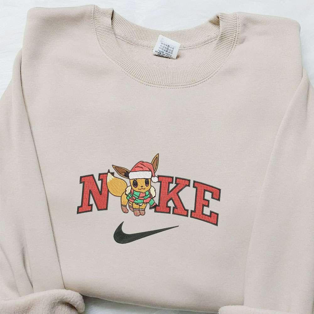 Anime Eeve Xmas Hat x Nike Christmas Embroidered Sweatshirt Movie Christmas Embroidered Shirt Best Christmas Gift Ideas