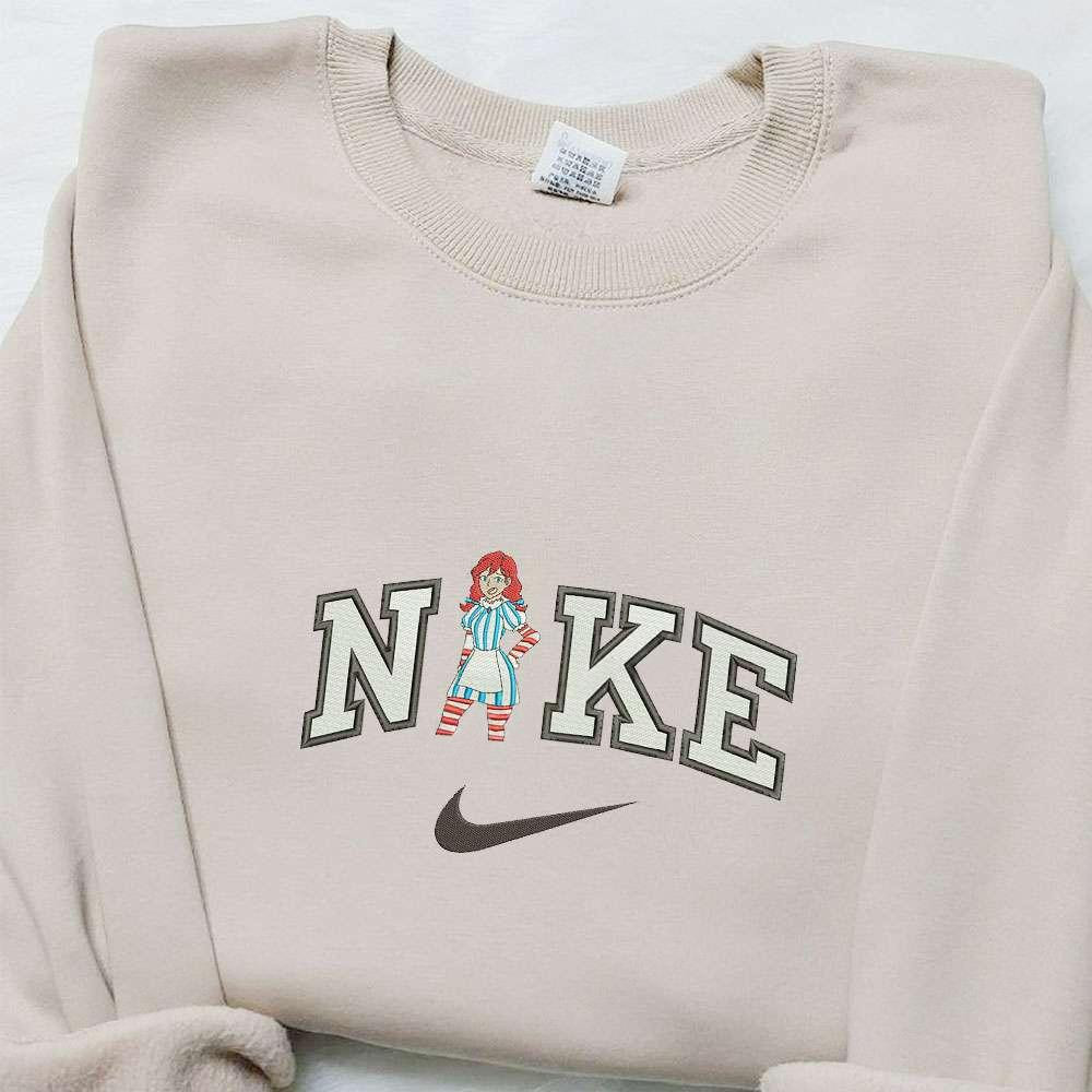Anime Wendys x Nike Embroidered Shirt Favorite Food And Drink Embroidered Hoodie Best Gift Ideas For Family