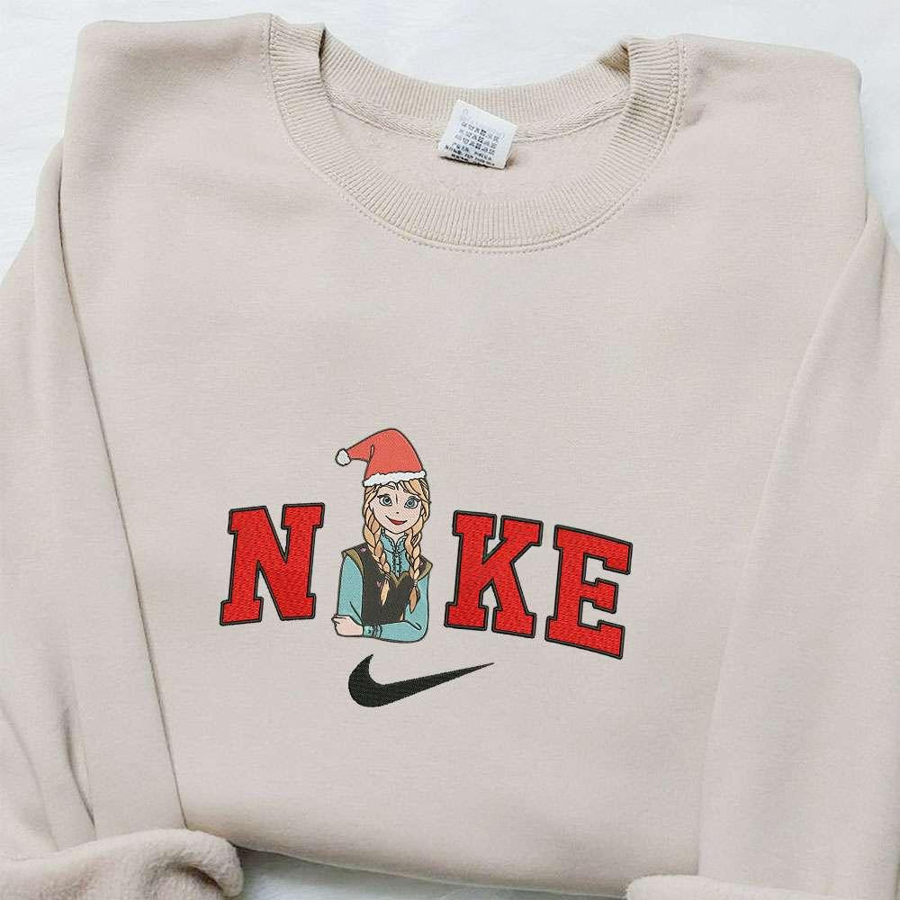 Anna Frozen Christmas x Nike Embroidered Sweatshirt Disney Characters Christmas Embroidered Shirt Best Christmas Gift Ideas