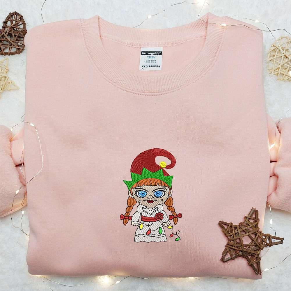 Annabelle Elf Embroidered Shirt Christmas Embroidered Hoodie Halloween Embroidered Sweatshirt