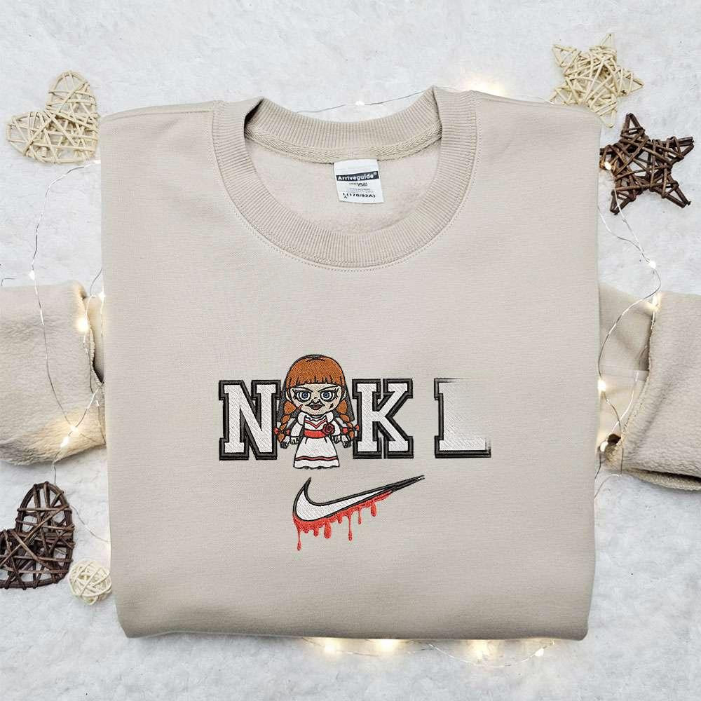 Annabelle x Nike Embroidered Hoodie Nike Inspired Embroidered Shirt Best Halloween Gift Ideas