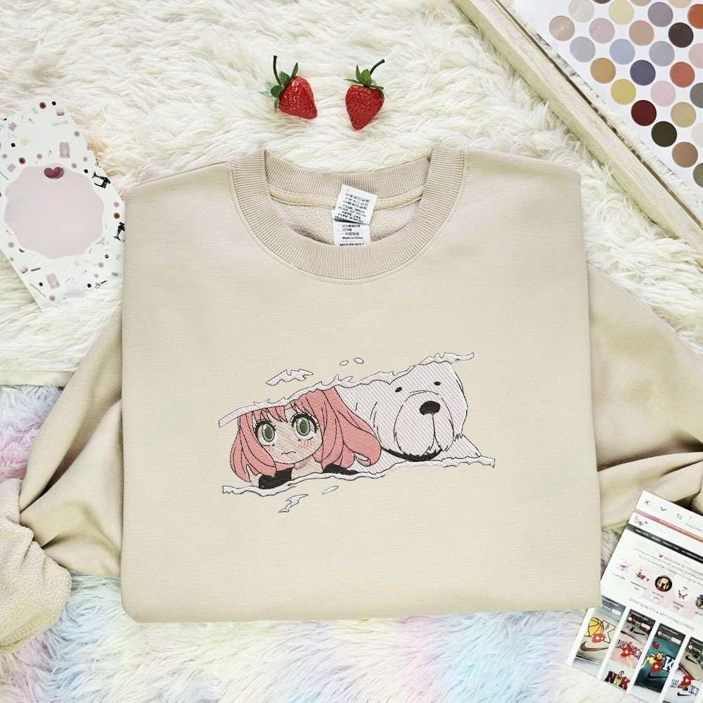 Anya And Bond Spy X Family Anime Embroidered Shirt , Anime Embroidered T-shirt Sweatshirt Hoodie, Inspired Anime Movie, Best Gift for Anime Fans