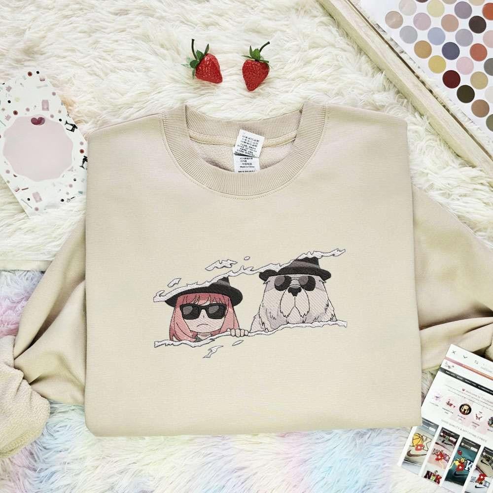 Anya And Bond Sunglasses Spy X Family Anime Embroidered Shirt , Anime Embroidered T-shirt Sweatshirt Hoodie, Inspired Anime Movie, Best Gift for Anime Fans