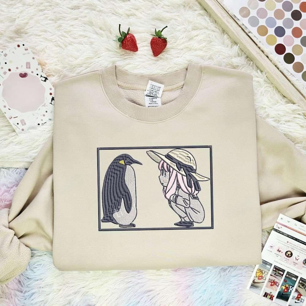Anya And Penguin Spy X Family Anime Embroidered Shirt , Anime Embroidered T-shirt Sweatshirt Hoodie, Inspired Anime Movie, Best Gift for Anime Fans
