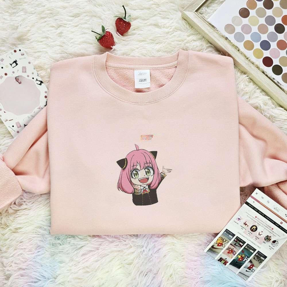 Anya Forger Spy X Family Anime Embroidered Shirt , Anime Embroidered T-shirt Sweatshirt Hoodie, Inspired Anime Movie, Best Gift for Anime Fans