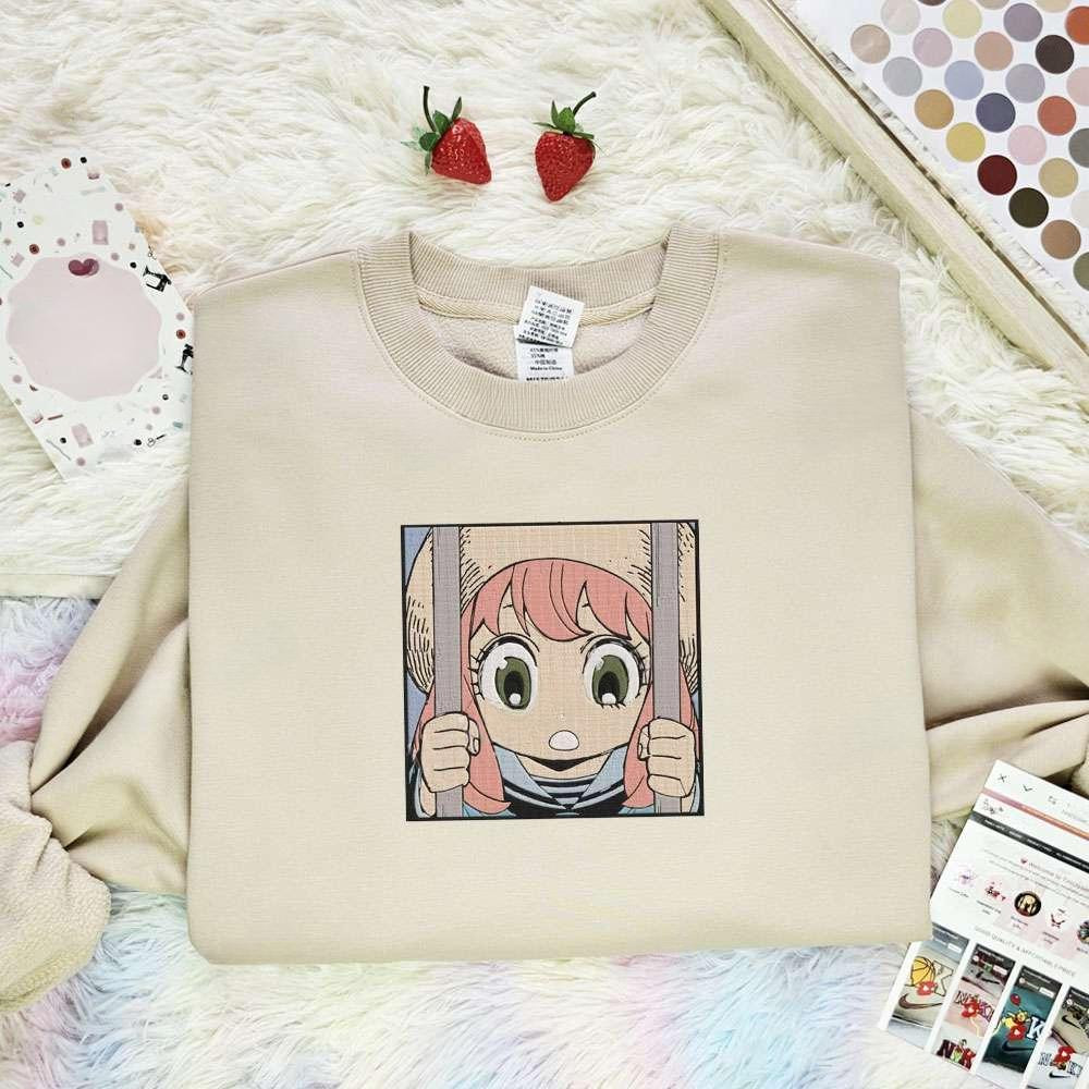 Anya Forger Spy X Family Anime Embroidered Shirt , Anime Embroidered T-shirt Sweatshirt Hoodie, Inspired Anime Movie, Best Gift for Anime Fans