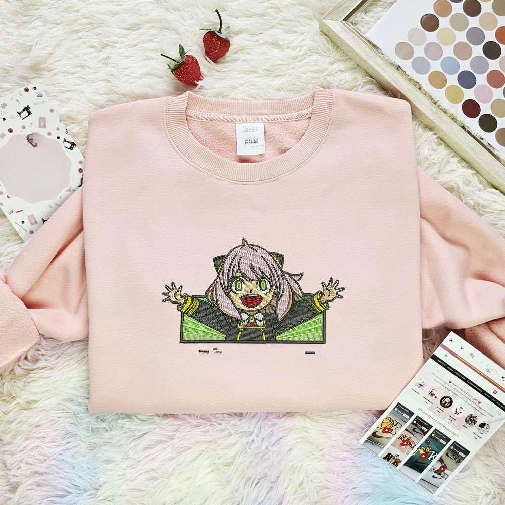 Anya Forger Spy X Family Anime Embroidered Shirt , Anime Embroidered T-shirt Sweatshirt Hoodie, Inspired Anime Movie, Best Gift for Anime Fans
