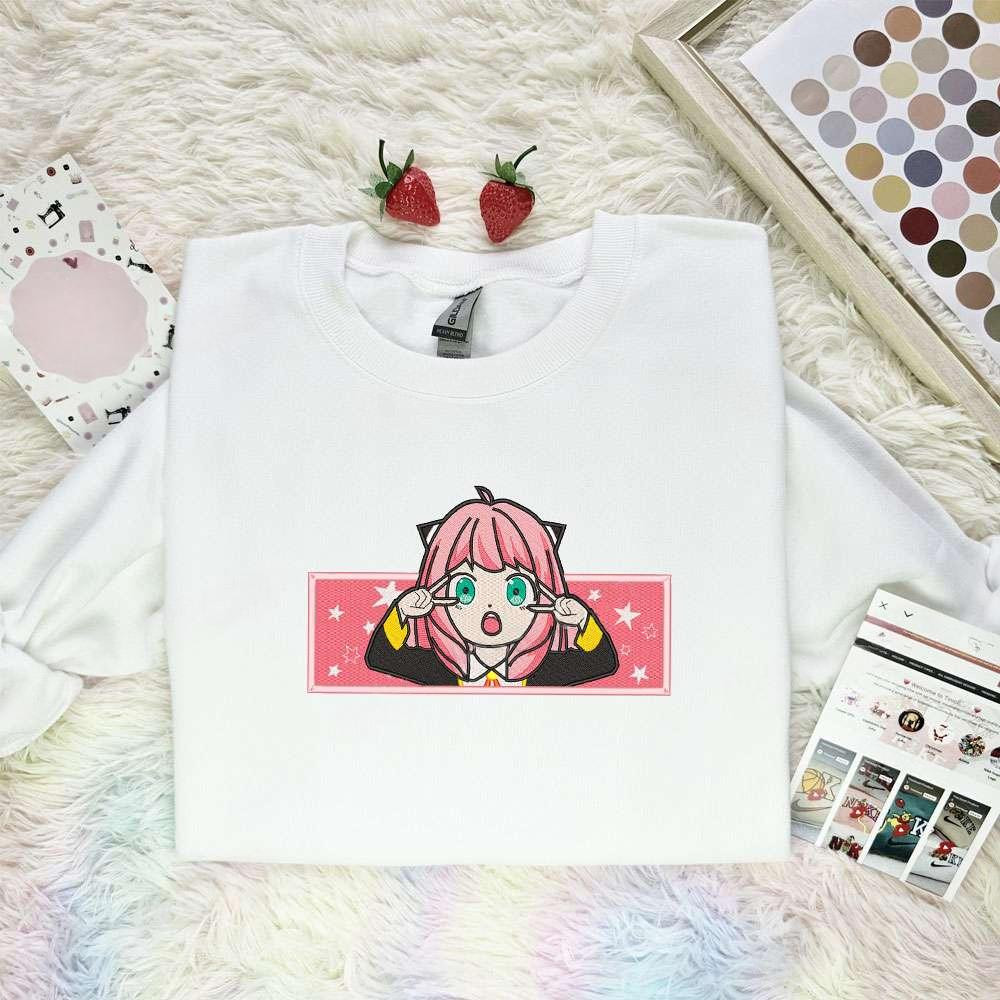 Anya Forger Spy X Family Anime Embroidered Shirt , Anime Embroidered T-shirt Sweatshirt Hoodie, Inspired Anime Movie, Best Gift for Anime Fans