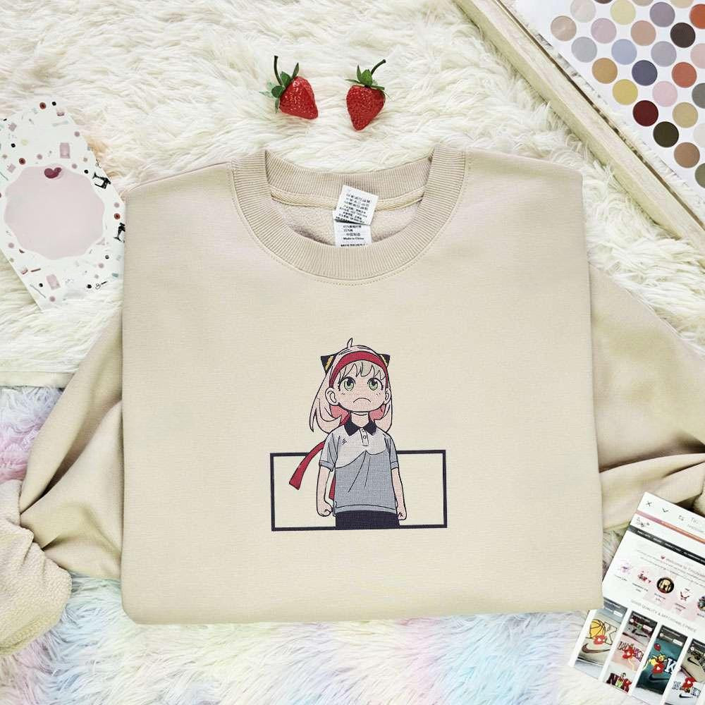 Anya Spy X Family Anime Embroidered Shirt , Anime Embroidered T-shirt Sweatshirt Hoodie, Inspired Anime Movie, Best Gift for Anime Fans