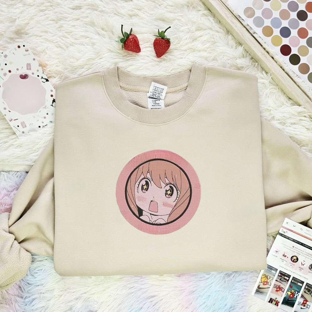 Anya Waku Waku Spy X Family Anime Embroidered Shirt , Anime Embroidered T-shirt Sweatshirt Hoodie, Inspired Anime Movie, Best Gift for Anime Fans