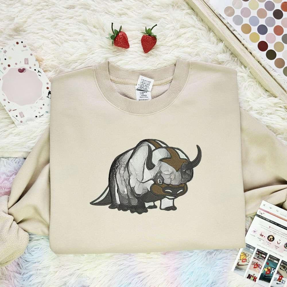 Appa Avatar The Last Airbender Anime Embroidered Shirt , Anime Embroidered T-shirt Sweatshirt Hoodie, Inspired Anime Movie, Best Gift for Anime Fans