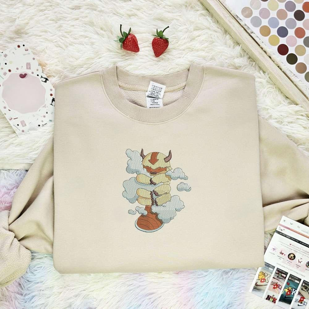 Appa Avatar The Last Airbender Anime Embroidered Shirt , Anime Embroidered T-shirt Sweatshirt Hoodie, Inspired Anime Movie, Best Gift for Anime Fans