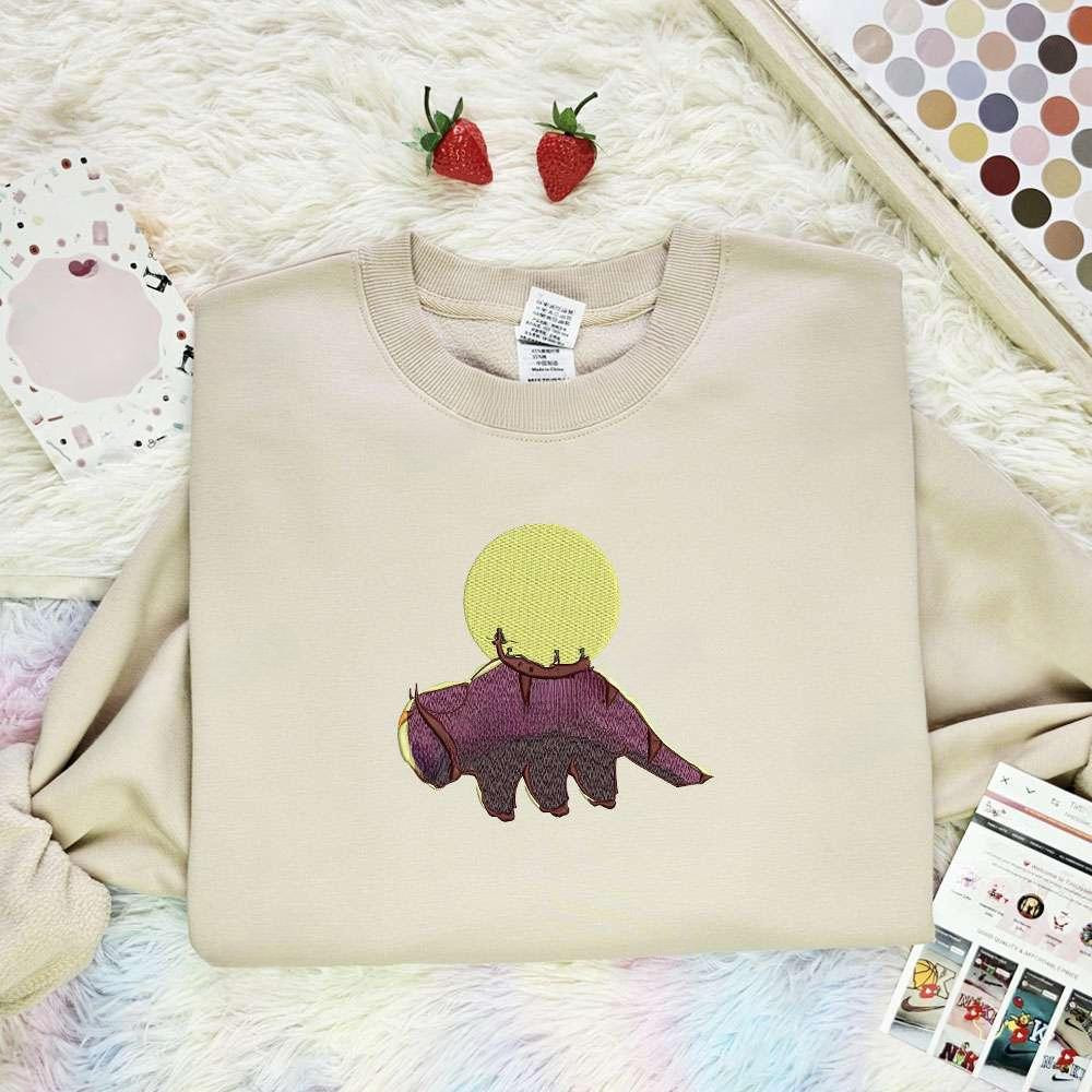 Appa Dusk Avatar The Last Airbender Anime Embroidered Shirt , Anime Embroidered T-shirt Sweatshirt Hoodie, Inspired Anime Movie, Best Gift for Anime Fans