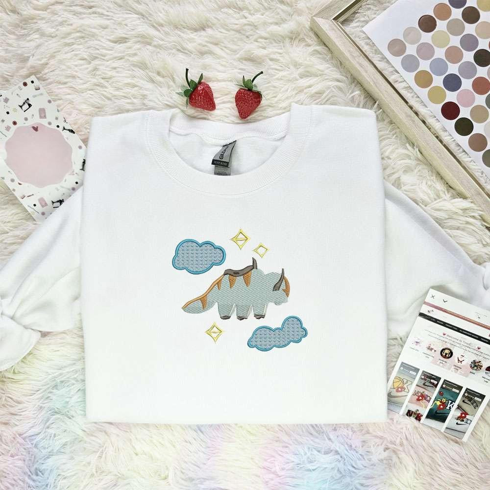 Appa Flying Avatar The Last Airbender Anime Embroidered Shirt , Anime Embroidered T-shirt Sweatshirt Hoodie, Inspired Anime Movie, Best Gift for Anime Fans
