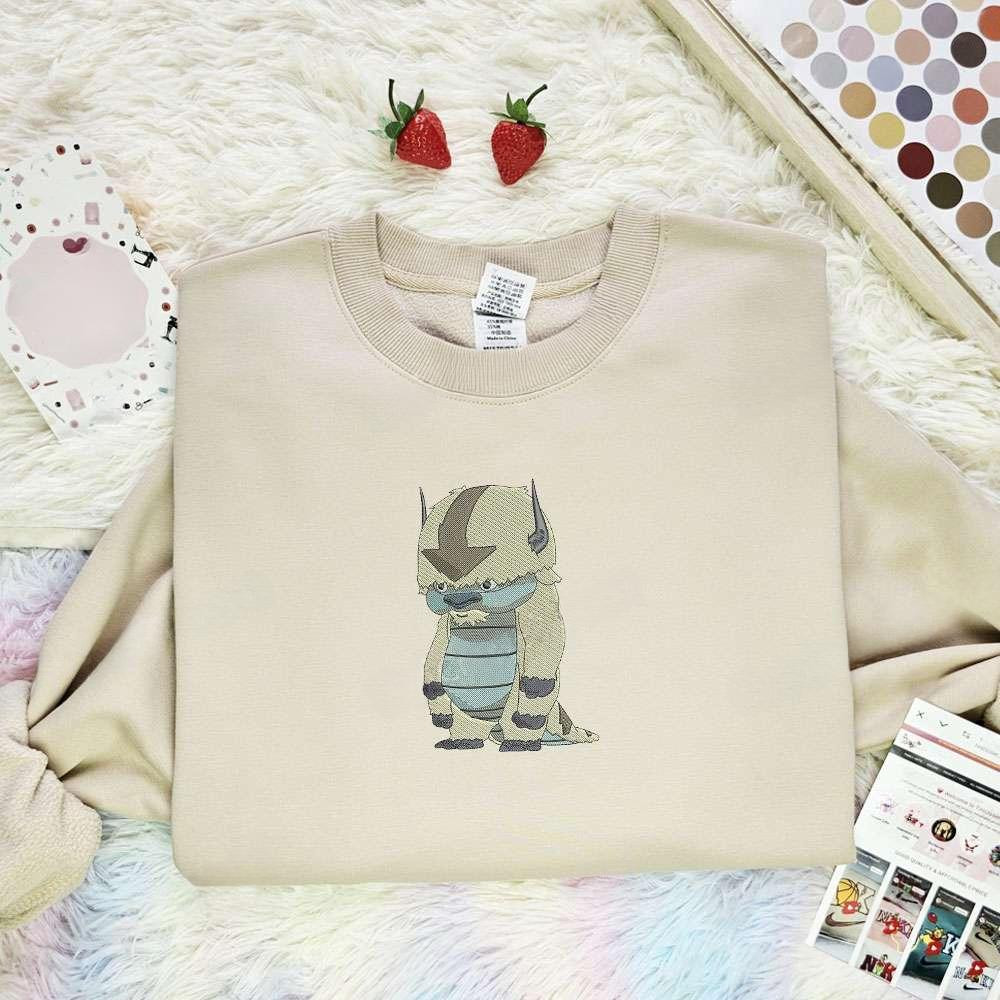 Appa Stand Avatar The Last Airbender Anime Embroidered Shirt , Anime Embroidered T-shirt Sweatshirt Hoodie, Inspired Anime Movie, Best Gift for Anime Fans