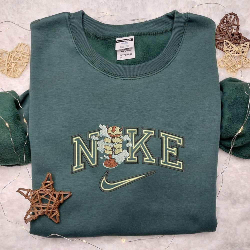 Appa x Nike Embroidered Shirt Avatar The Last Airbender Anime Embroidered Hoodie Nike Inspired Embroidered Sweatshirt