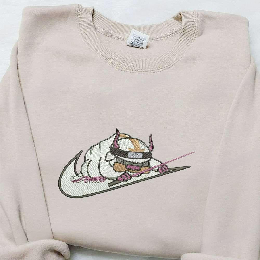 Appa X Nike Swoosh Anime , Anime Embroidered T-shirt Sweatshirt Hoodie, Inspired Anime Movie, Best Gift for Anime Fans
