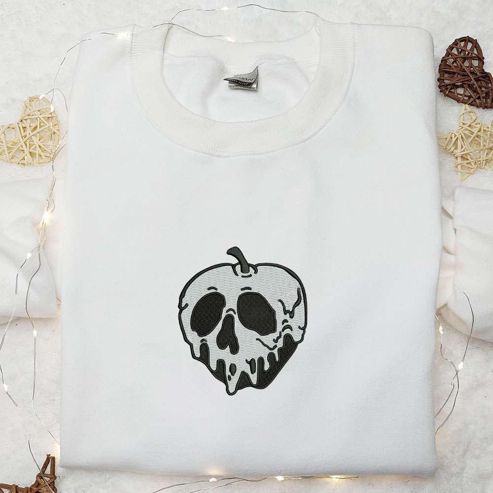 Apple Skull Embroidered Hoodie Halloween Embroidered Sweatshirt Best Halloween Gifts