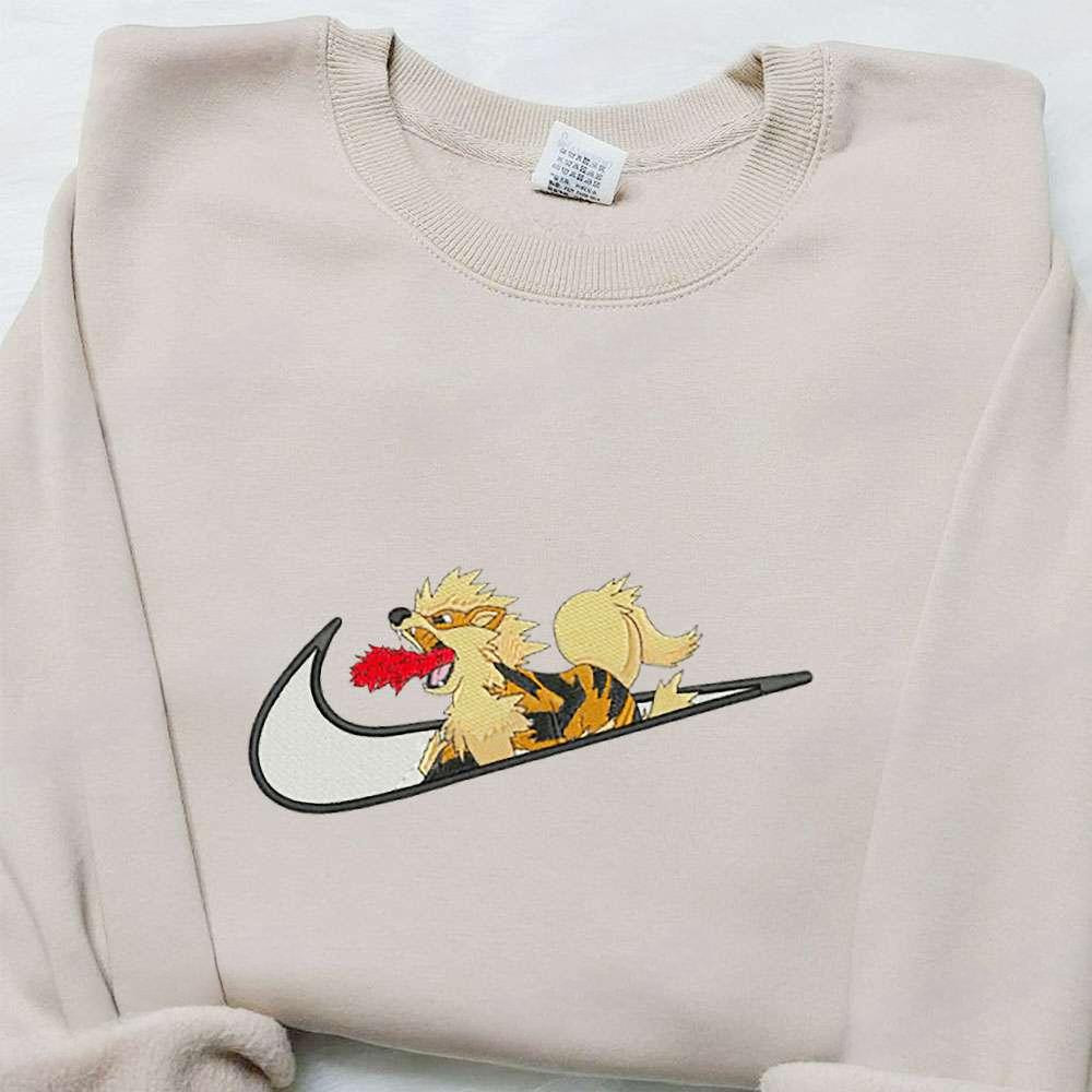 Arcanine X Swoosh Anime Embroidered Hoodie Cool Anime Clothing Best Gift Ideas For Family 1 , Anime Embroidered T-shirt Sweatshirt Hoodie, Inspired Anime Movie, Best Gift for Anime Fans