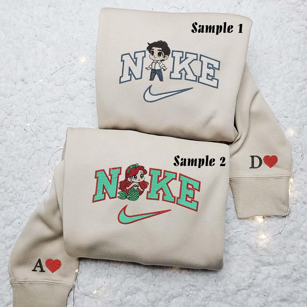 Ariel and Prince Eric Embroidered Couple Shirts Best Gift For Lover
