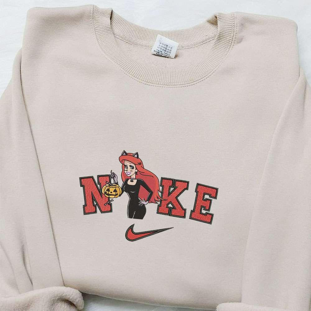 Ariel Cat Pumpkin x Nike Embroidered Sweatshirt Walt Disney Characters Embroidered Shirt Best Halloween Gift Ideas